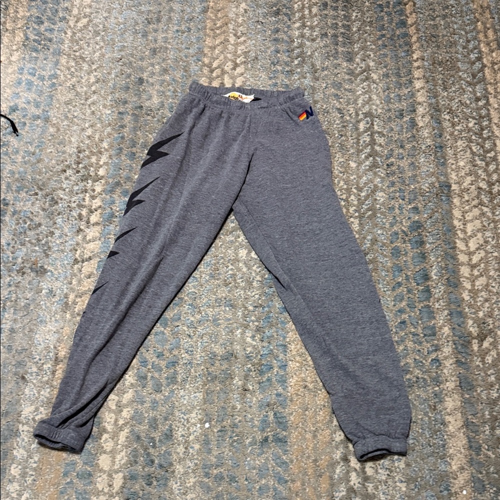 Aviator Nation Gray Jogger Pants with Black Accents